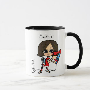 Personalized Hair Stylist Mug Caricature Brunette