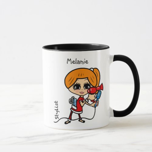 Personalized Hair Stylist Mug Caricature Red Head