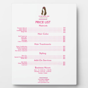 Personalized Hair Stylist Price List Plaque