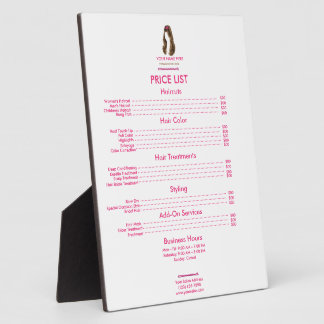 Personalized Hair Stylist Price List Plaque