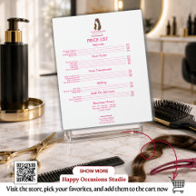 Personalized Hair Stylist Price List