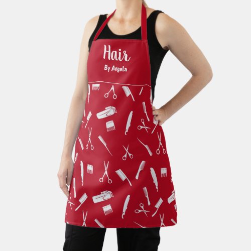 Personalized Hair Stylist Red Apron