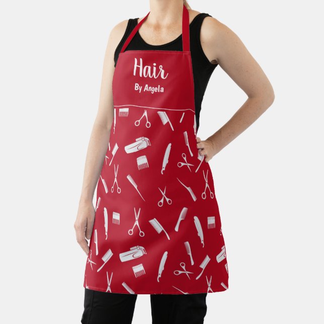 Personalized Hair Stylist Red Apron (Insitu)