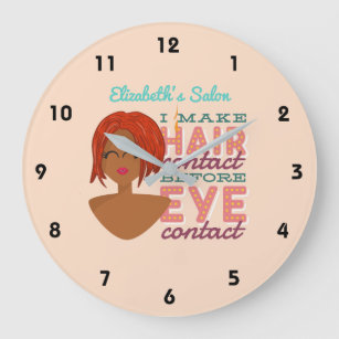 Personalized Hair Stylist RETRO Afro Salon Wall Large Clock