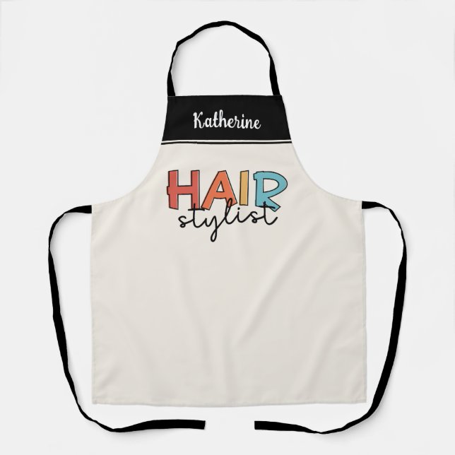 Personalized Hair Stylist Retro Hairdresser Gift Apron (Front)