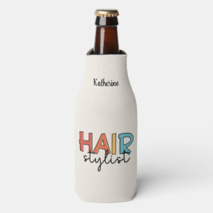 Personalized Hair Stylist Retro Hairdresser Gift Bottle Cooler