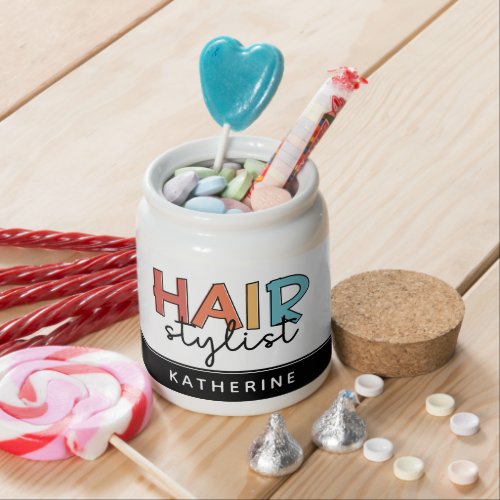 Personalized Hair Stylist Retro Hairdresser Gift Candy Jar