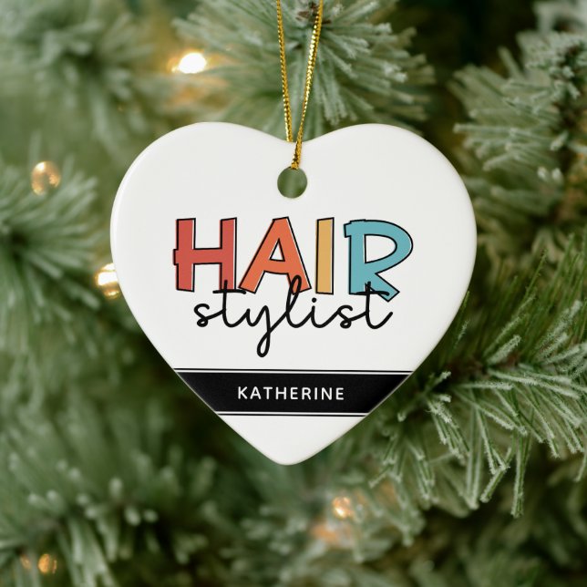 Personalized Hair Stylist Retro Hairdresser Gift Ceramic Ornament (Tree)