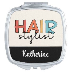 Personalized Hair Stylist Retro Hairdresser Gift Compact Mirror