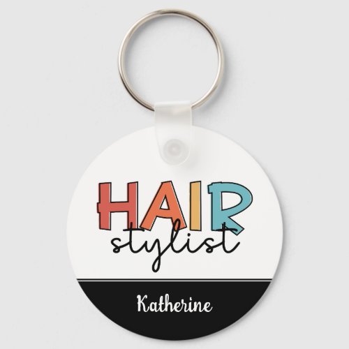 Personalized Hair Stylist Retro Hairdresser Gift Keychain
