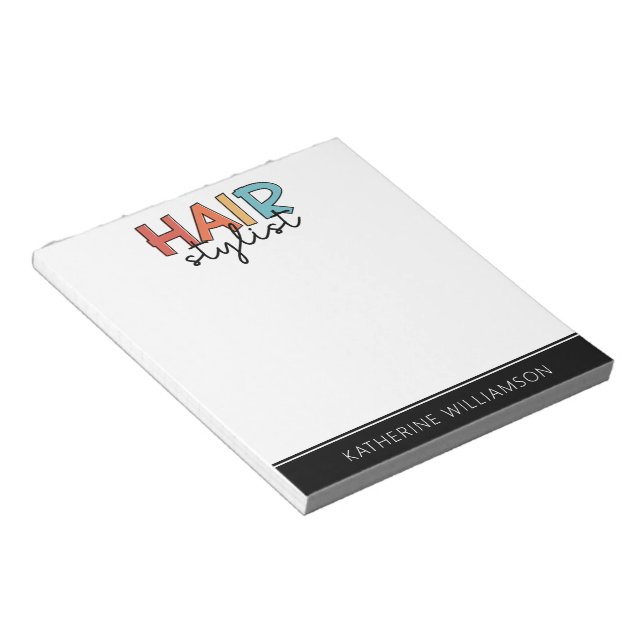 Personalized Hair Stylist Retro Hairdresser Gift Notepad (Angled)