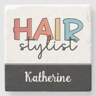 Personalized Hair Stylist Retro Hairdresser Gift Stone Coaster