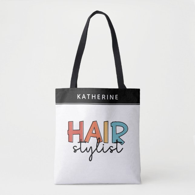 Personalized Hair Stylist Retro Hairdresser Gift Tote Bag (Front)