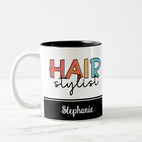 Personalized Hair Stylist Retro Hairdresser Gift Two_Tone Coffee Mug