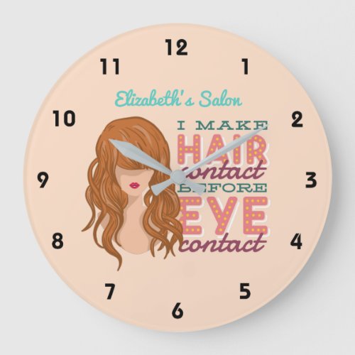 Personalized Hair Stylist RETRO Salon Cartoon Wall Large Clock