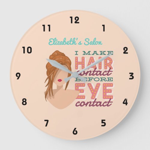 Personalized Hair Stylist RETRO Salon Cartoon Wall Large Clock