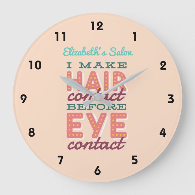 Personalized Hair Stylist RETRO Salon Cool Large Clock (Front)