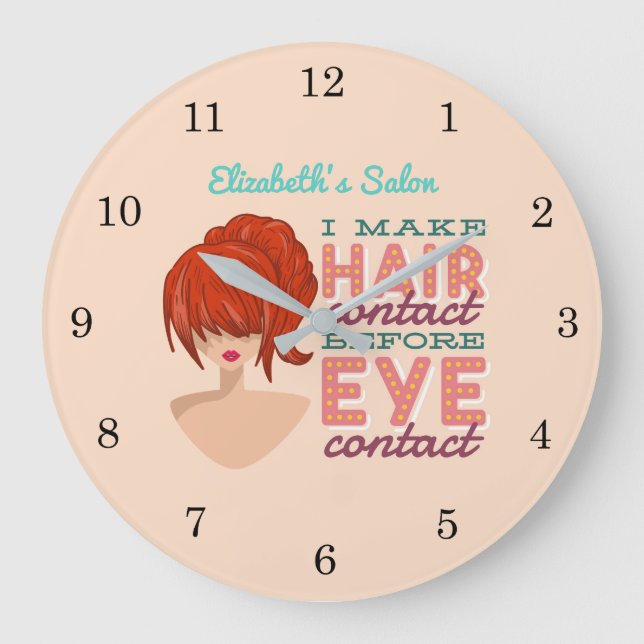 Personalized Hair Stylist RETRO Salon Large Clock (Front)