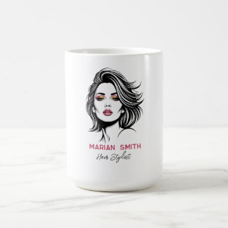 Personalized Hair Stylist with Glam Beauty Face Coffee Mug