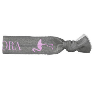 Personalized hair ties with pink flamingo logo