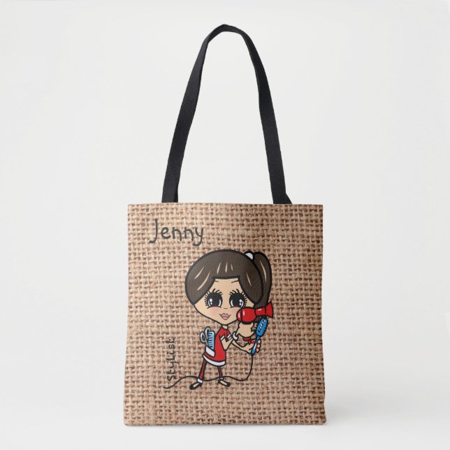 Personalized Hairdresser Bag Caricature brown (Front)