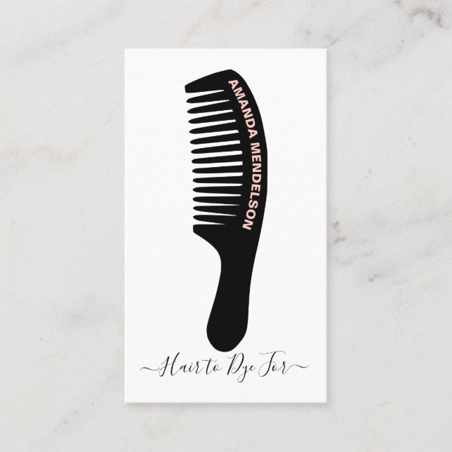 Personalized hairdresser comb and barber business card (Front)