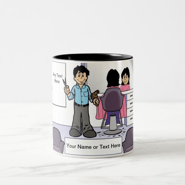 Personalized Hairdresser - Male Cartoon Two-Tone Coffee Mug (Center)