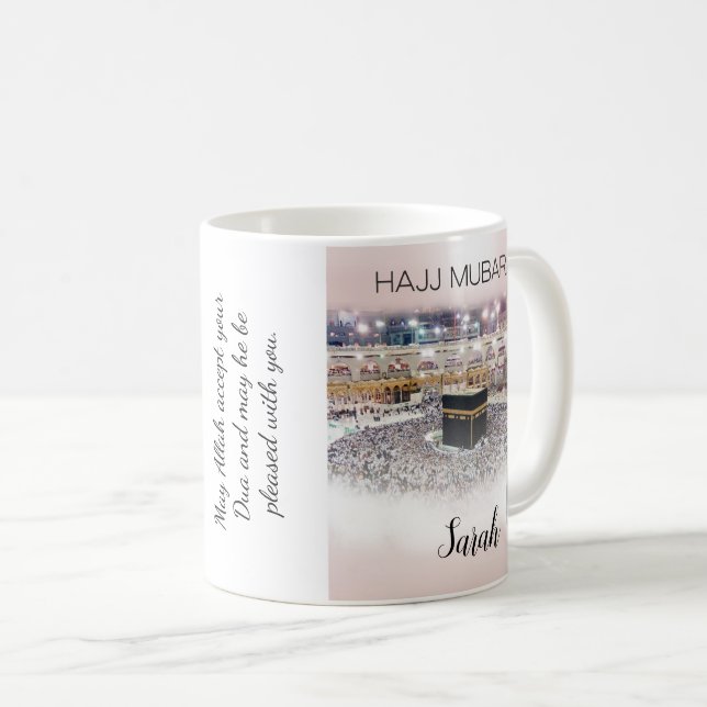 Personalized Hajj Mubarak Coffe Mug Hajj Gift (Front Right)