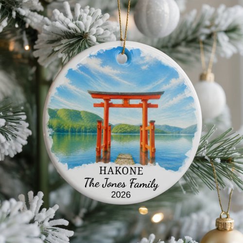 Personalized Hakone Ceramic Ornament, Custom Japan Ornament