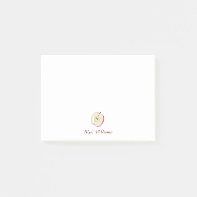 Personalized Half Apple Teacher Post-it Notes (Front)