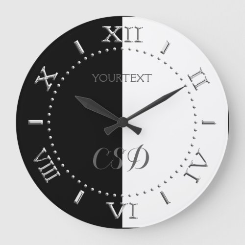 Personalized Half Black Half White Stripes Dial on Large Clock