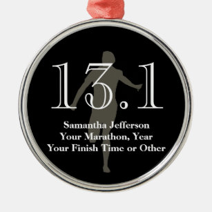 Personalized Half Marathon Runner 13.1 Keepsake Metal Ornament