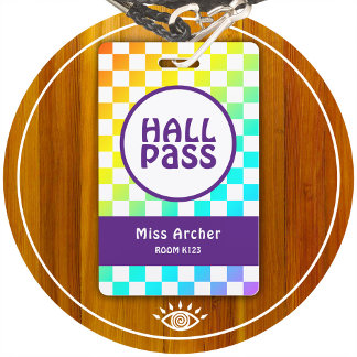 Personalized Hall Pass Bathroom Pass Teachers Card Badge