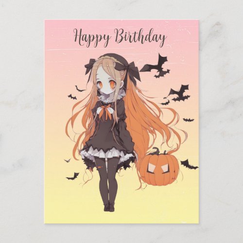 Personalized Halloween Anime Girl  Postcard