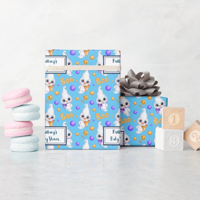 Personalized Halloween Baby Boy Baby Shower Wrapping Paper (Baby Shower)