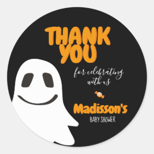 Personalized Halloween Baby Shower Classic Round Sticker