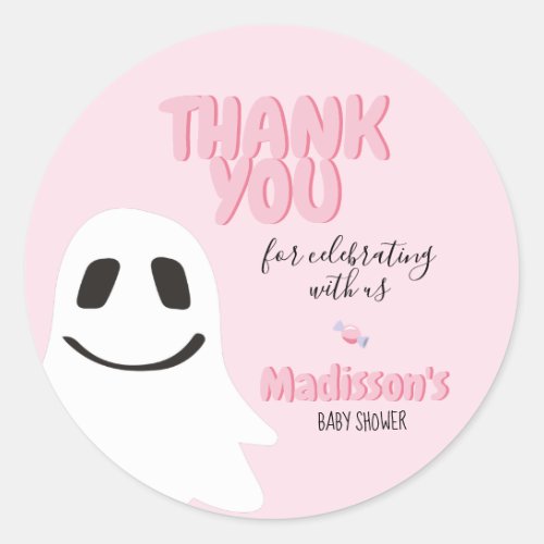Personalized Halloween Baby Shower Classic Round Sticker