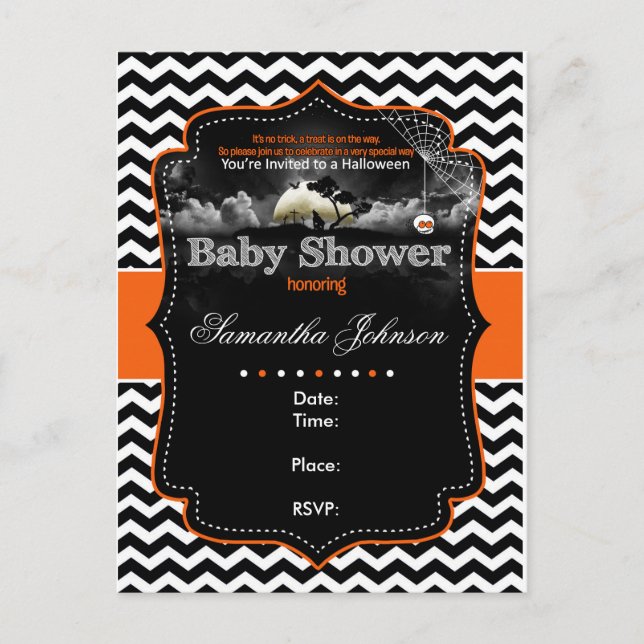 Personalized Halloween Baby Shower Invitation Postcard (Front)