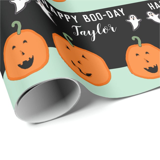 Personalized Halloween Birthday Wrapping Paper (Roll Corner)