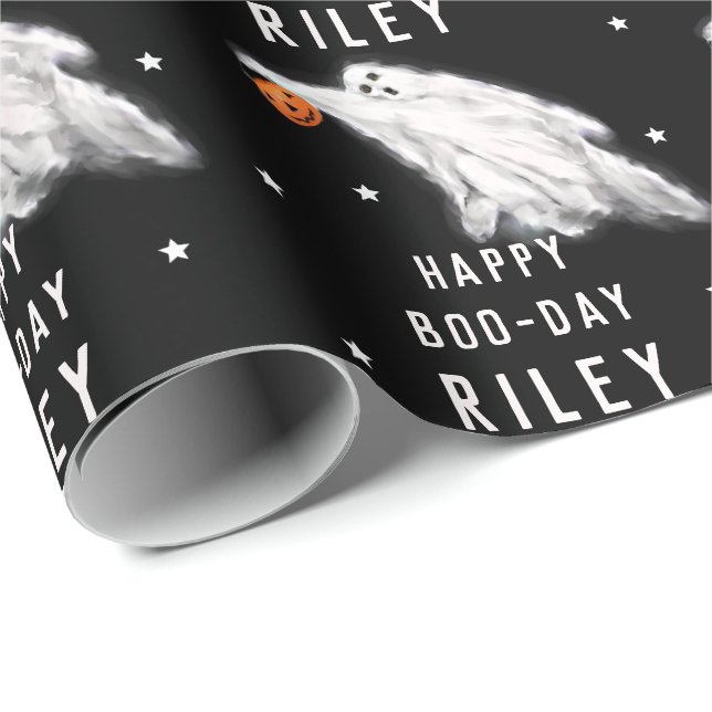 Personalized Halloween Birthday Wrapping Paper (Roll Corner)