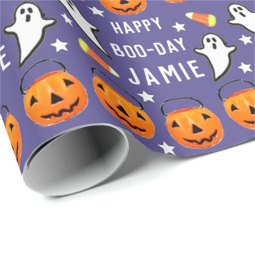 Personalized Halloween Birthday Wrapping Paper