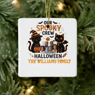 Personalized Halloween Black Cat Family Collection Ceramic Ornament