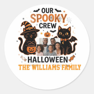 Personalized Halloween Black Cat Family Collection Classic Round Sticker