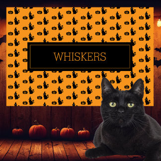 Personalized Halloween Black Cat Pumpkin Pet Placemat