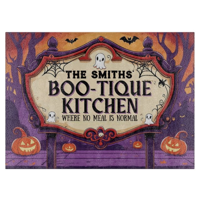 Personalized Halloween Boo-Tique Kitchen Cutting Board (Front)