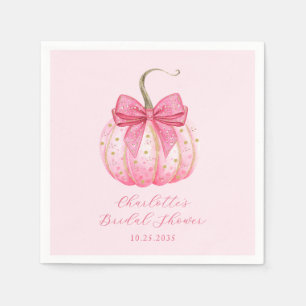 Personalized Halloween Bridal Shower Pink Pumpkin Napkins