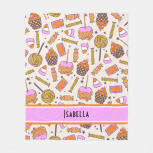 Personalized Halloween Candy Retro Groovy Blanket