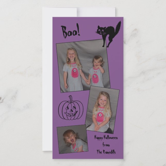 Personalized Halloween Card (cat, pumpkin) (Front)