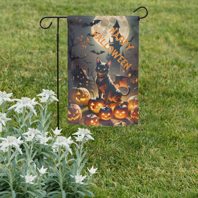 Personalized Halloween Cat Garden Flag (Personalized Halloween Cat Garden Flag)