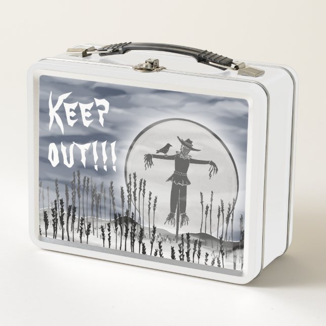 Personalized Halloween Creepy Scarecrow Metal Lunch Box (Front)